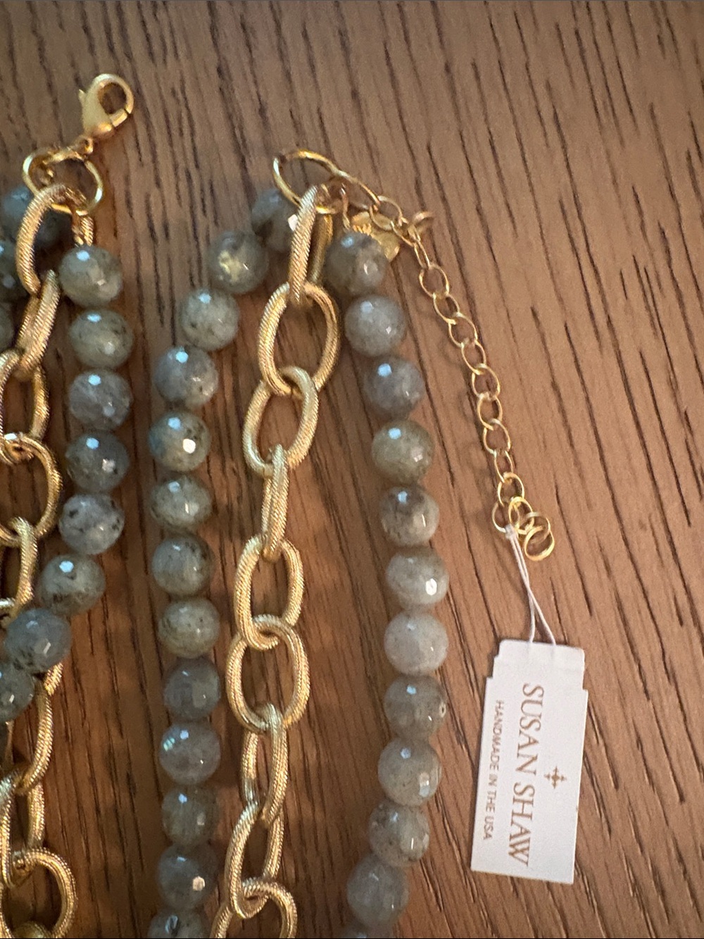 NIBWT Susan Shaw Gray Labradorite and Gold Statement Triple Layer Necklace - Picture 9 of 17